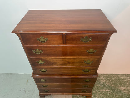 Vintage Statton Solid Cherry Chippendale Style 8 Dovetail Drawer Tall Chest #0947