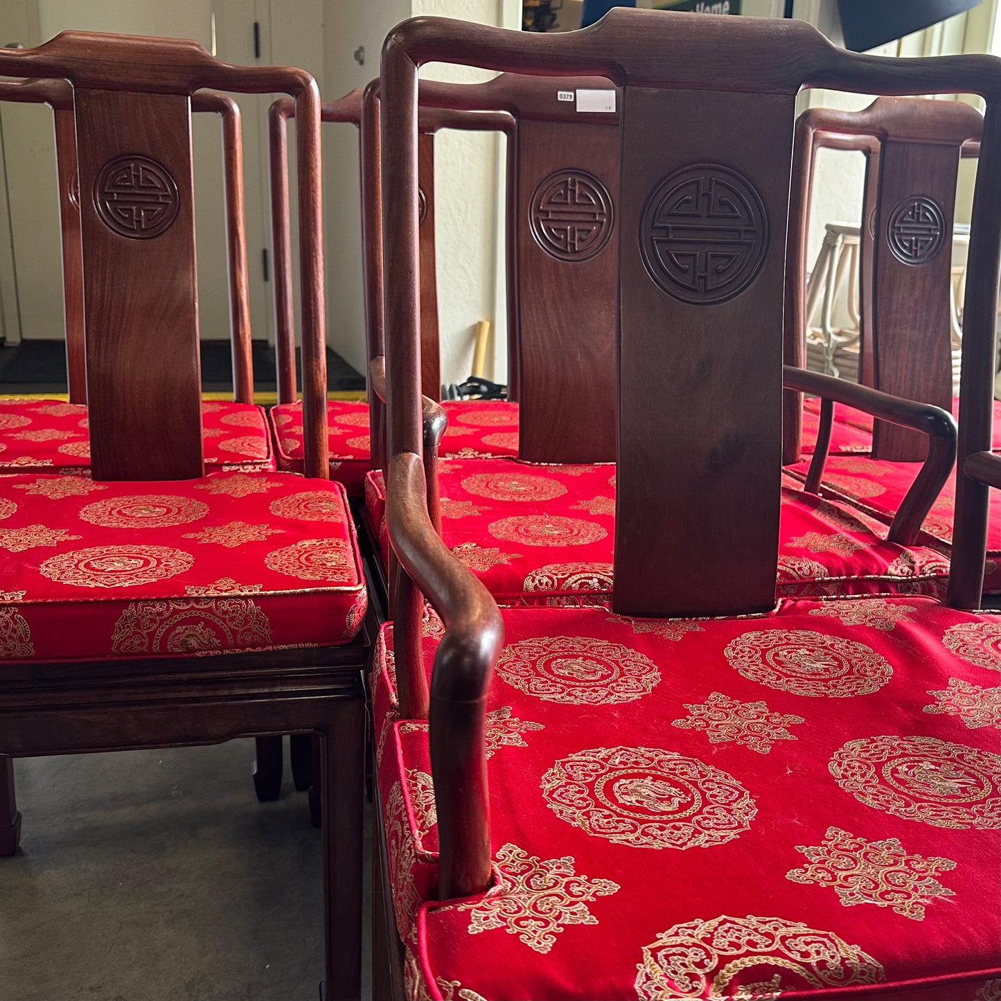 Vintage Solid Rosewood Ming Styled Oriental Dining Chair Set of 8