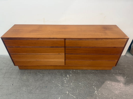 Vintage Danish Teak 8 Drawer Lowboy Dresser #1912