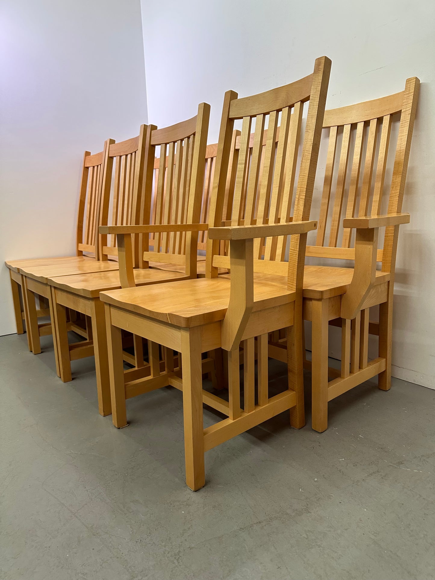 Set of 8 Mission Style Solid Wood Dining Chairs