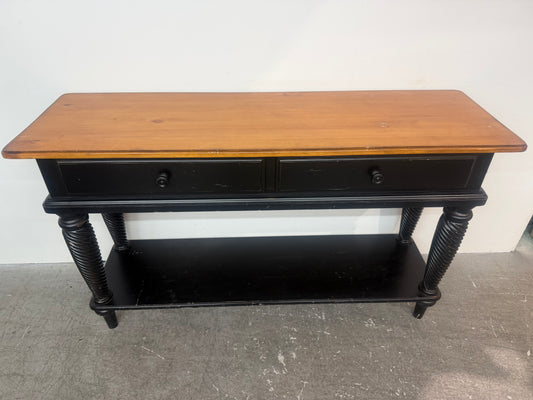Solid Wood Black Console Table With Drawers #1898