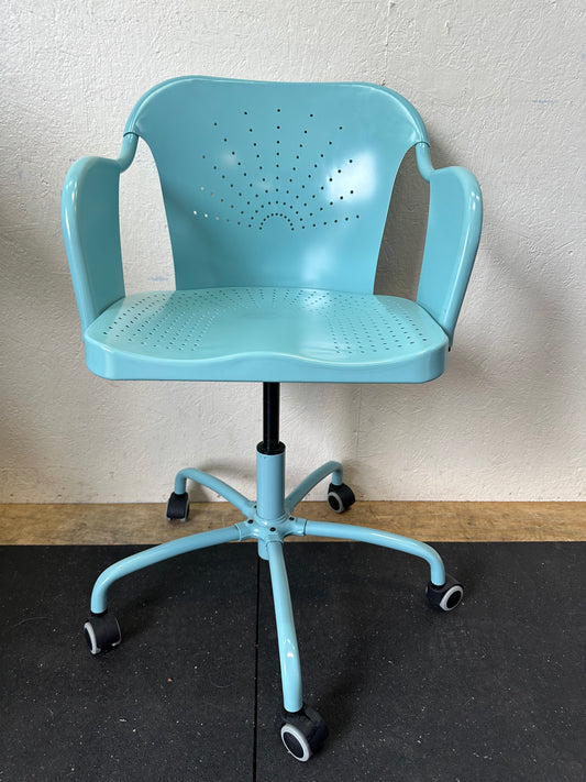 Metal Teal/Blue Rolling Desk Chair #0519