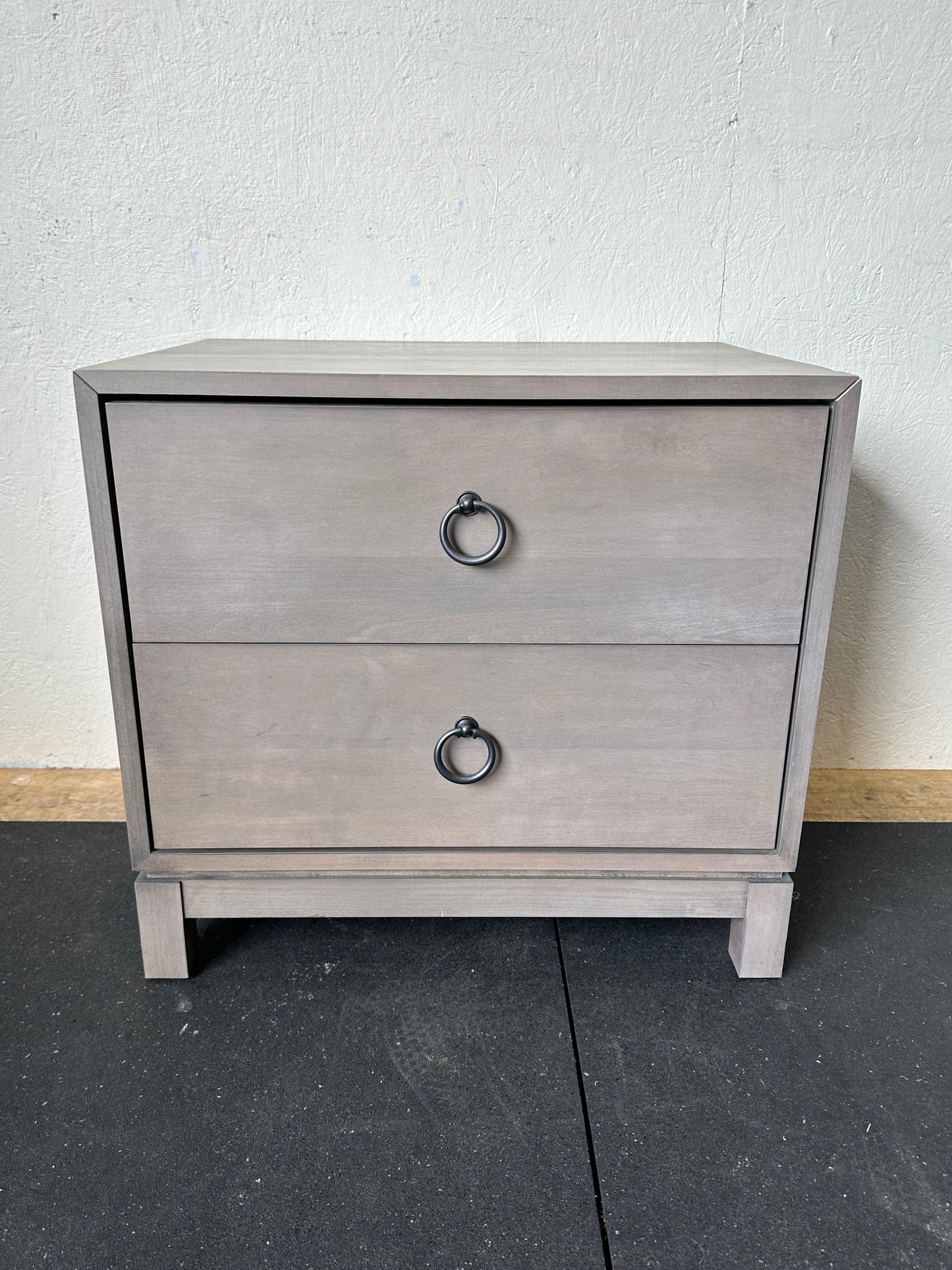 Grey Wash Side Table End Table Soft Close Drawers #0458