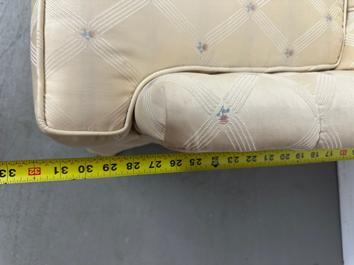 Set of 2 Mid Century Beige Flower Print Accent Chairs #1094