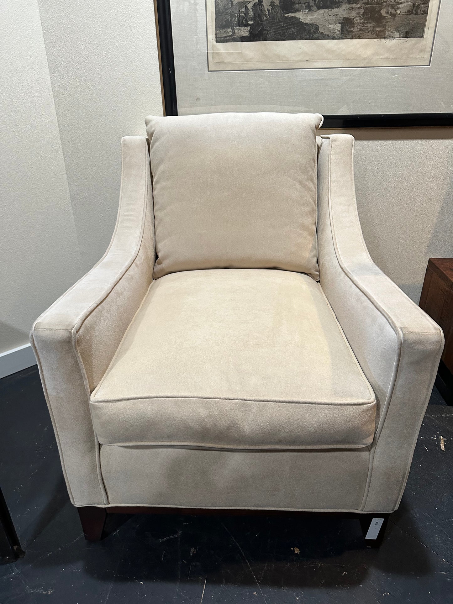 Williams Sonoma Suede Presidio Chair Ivory Tan