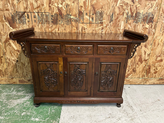 Antique Alter Cabinet/ Buffet With Dragon Accents #0826