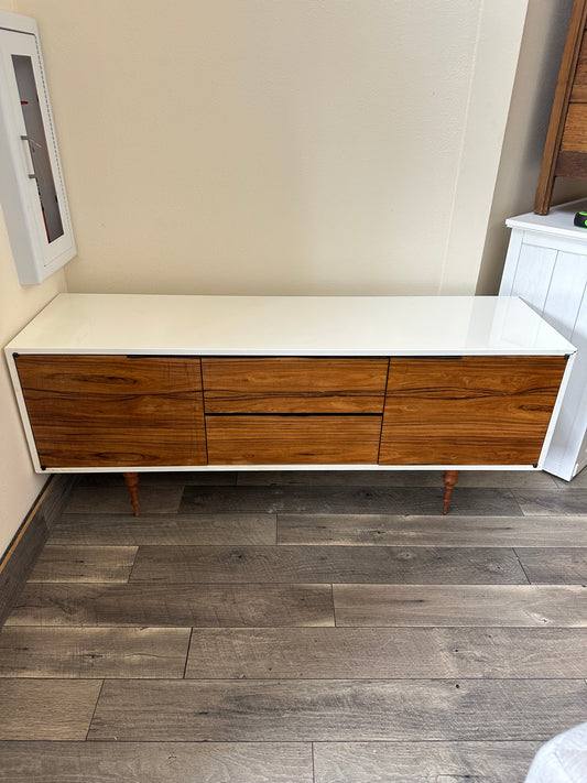 White Wood Accent Modern Media Credenza #0774