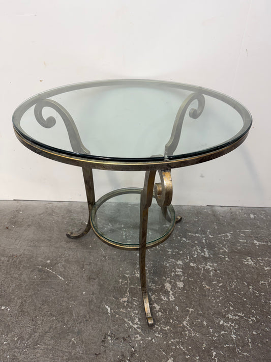 Glass and Scrolled Metal Coffee Table and Side Table Set #2559