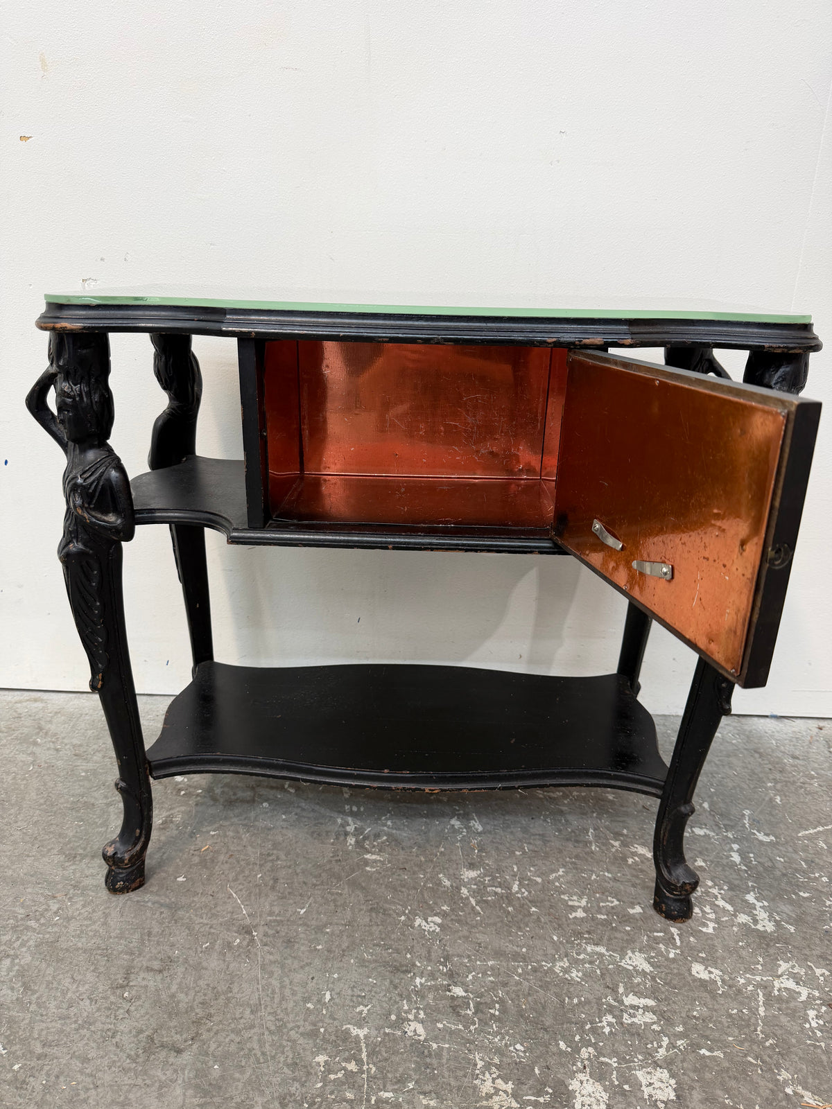 Antique Black Caryatid Smoking Stand Side Table #2560