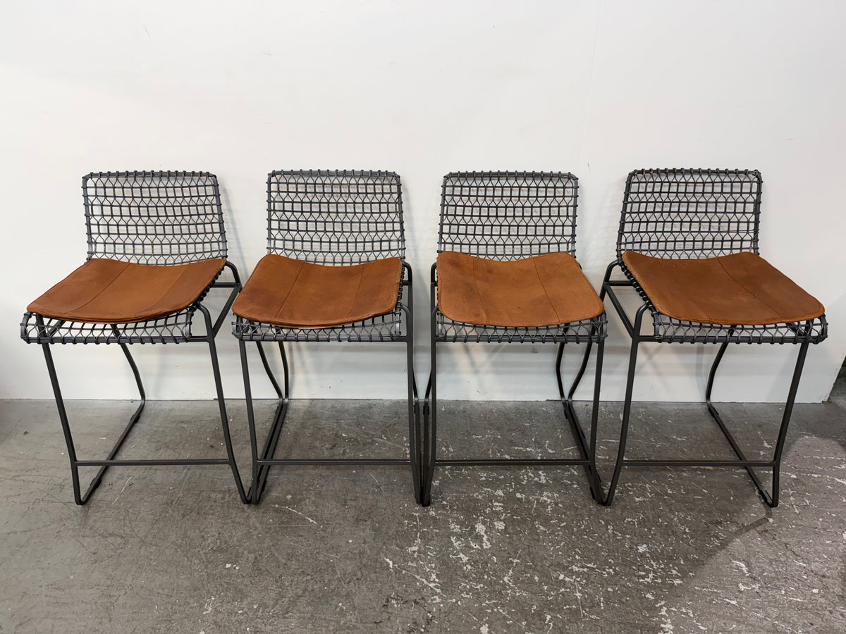 Crate & Barrel Tig Woven Wire Counter Stools Set of 4 #2561