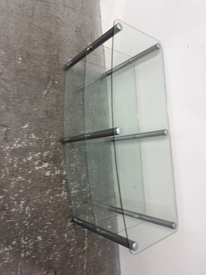 Three-Tier Curved Glass TV Media Stand #2563