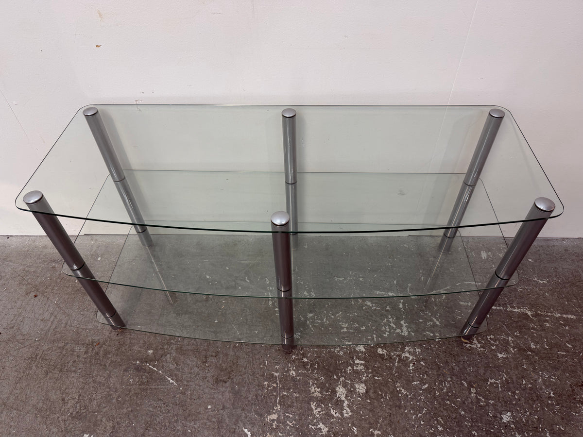 Three-Tier Curved Glass TV Media Stand #2563