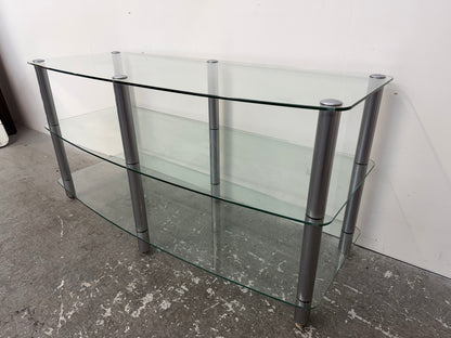Three-Tier Curved Glass TV Media Stand #2563