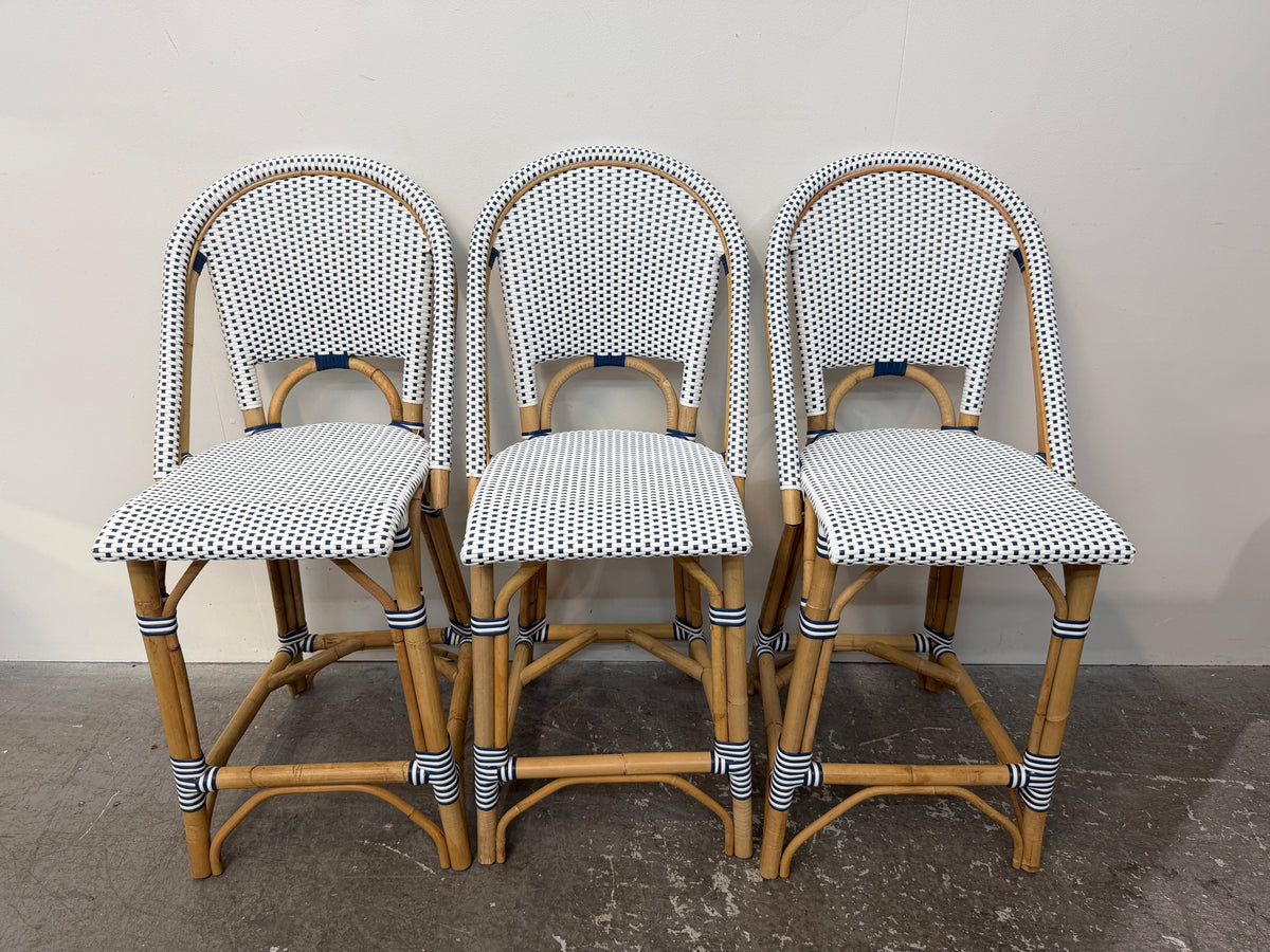 Serena & Lily Riviera Rattan Counter Stools Set of 3 #2566