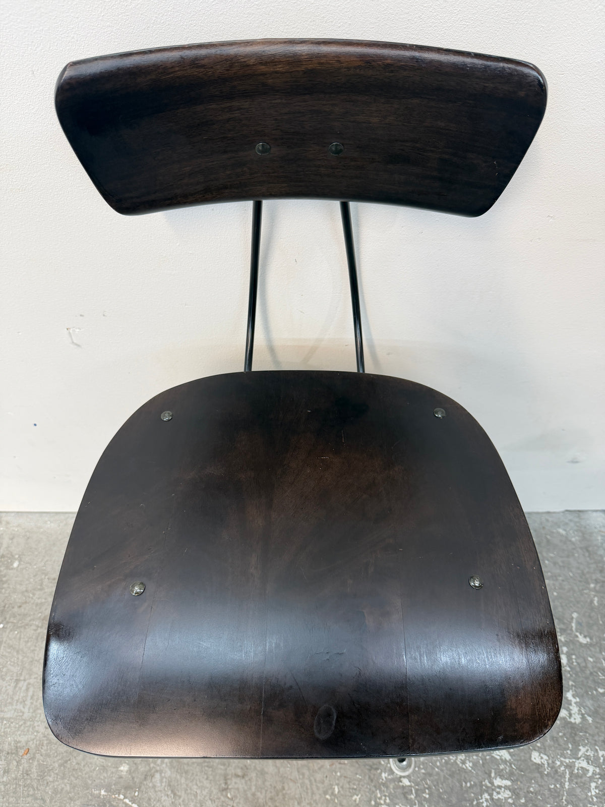 Restoration Hardware Industrial Toledo-Style Adjustable Wood Bar Stool with Back #2567