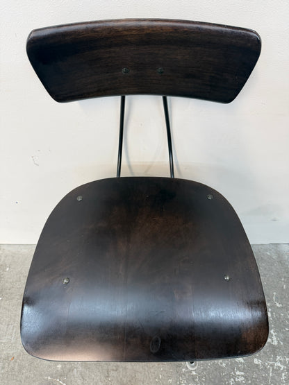 Restoration Hardware Industrial Toledo-Style Adjustable Wood Bar Stool with Back #2567
