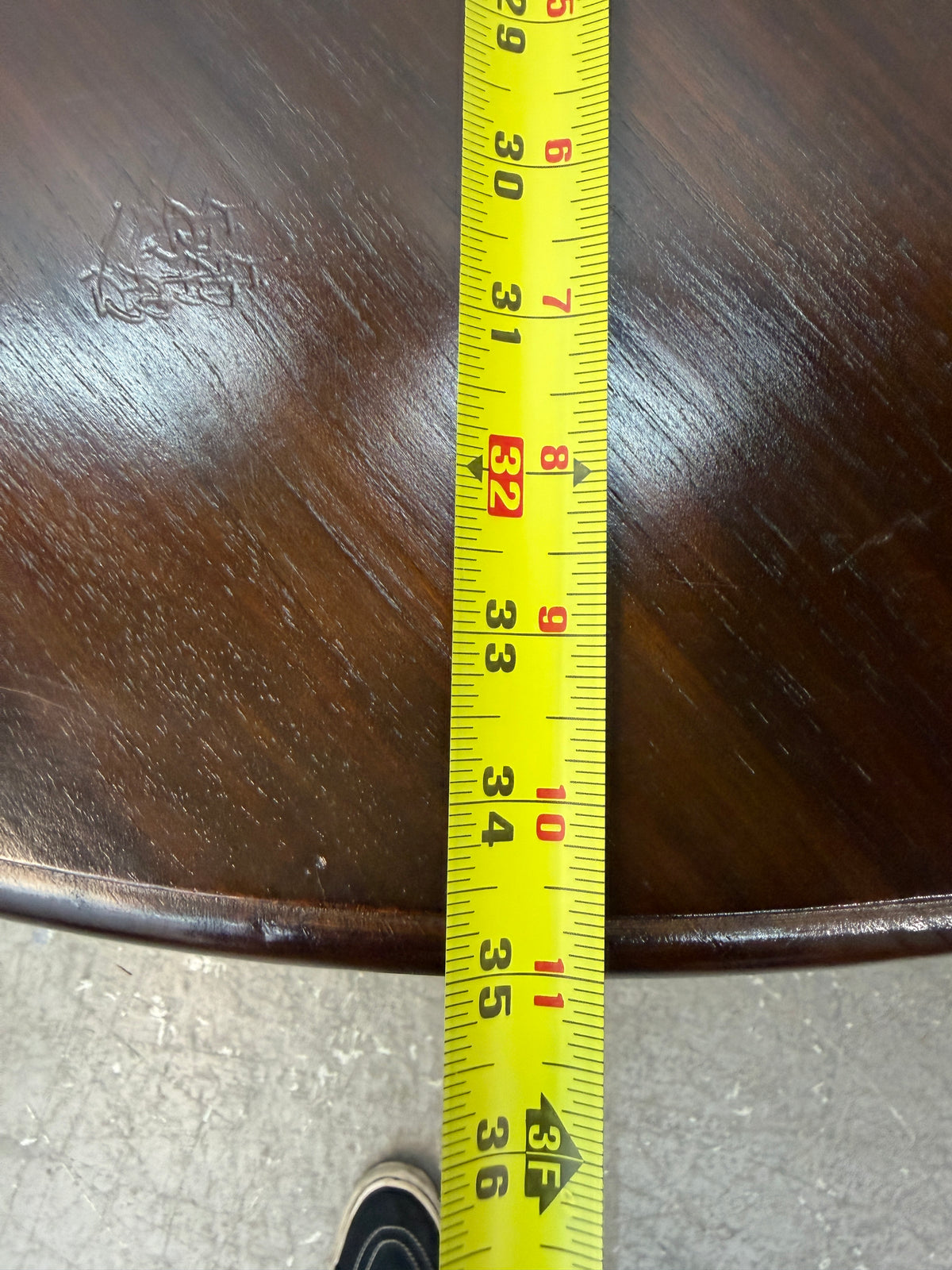 Dark Wood Round Pedestal Table with Four-Leg Base #2573