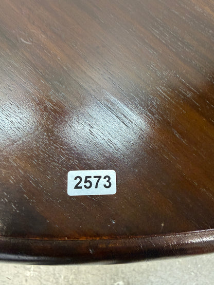 Dark Wood Round Pedestal Table with Four-Leg Base #2573