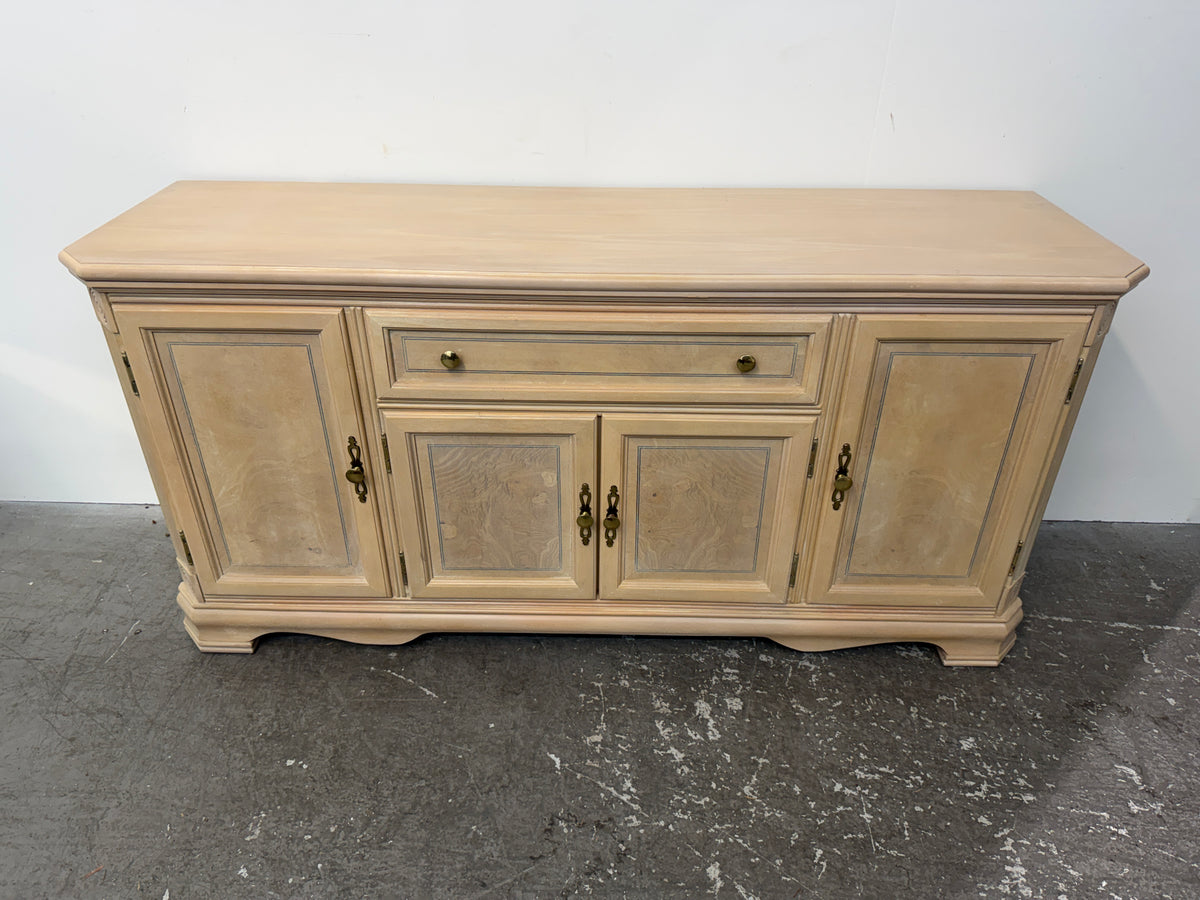 Whitewashed Burl Sideboard Buffet with Silverware Drawer #2576