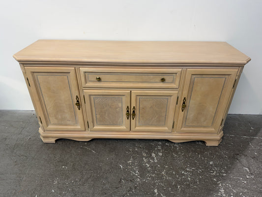 Whitewashed Burl Sideboard Buffet with Silverware Drawer #2576