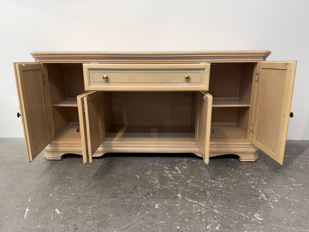 Whitewashed Burl Sideboard Buffet with Silverware Drawer #2576