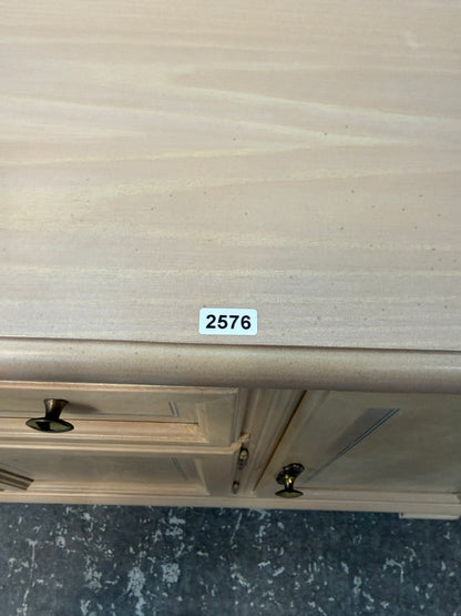 Whitewashed Burl Sideboard Buffet with Silverware Drawer #2576