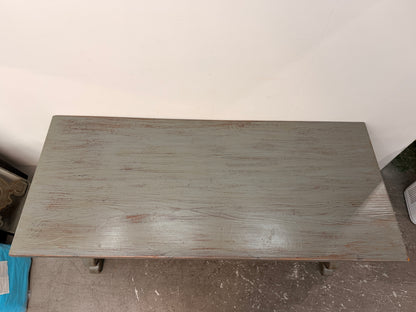 Spanish-Style Gray Painted Trestle Dining Table with Lyre Legs #2577