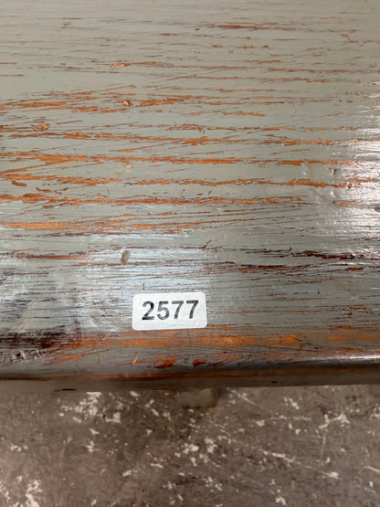 Spanish-Style Gray Painted Trestle Dining Table with Lyre Legs #2577