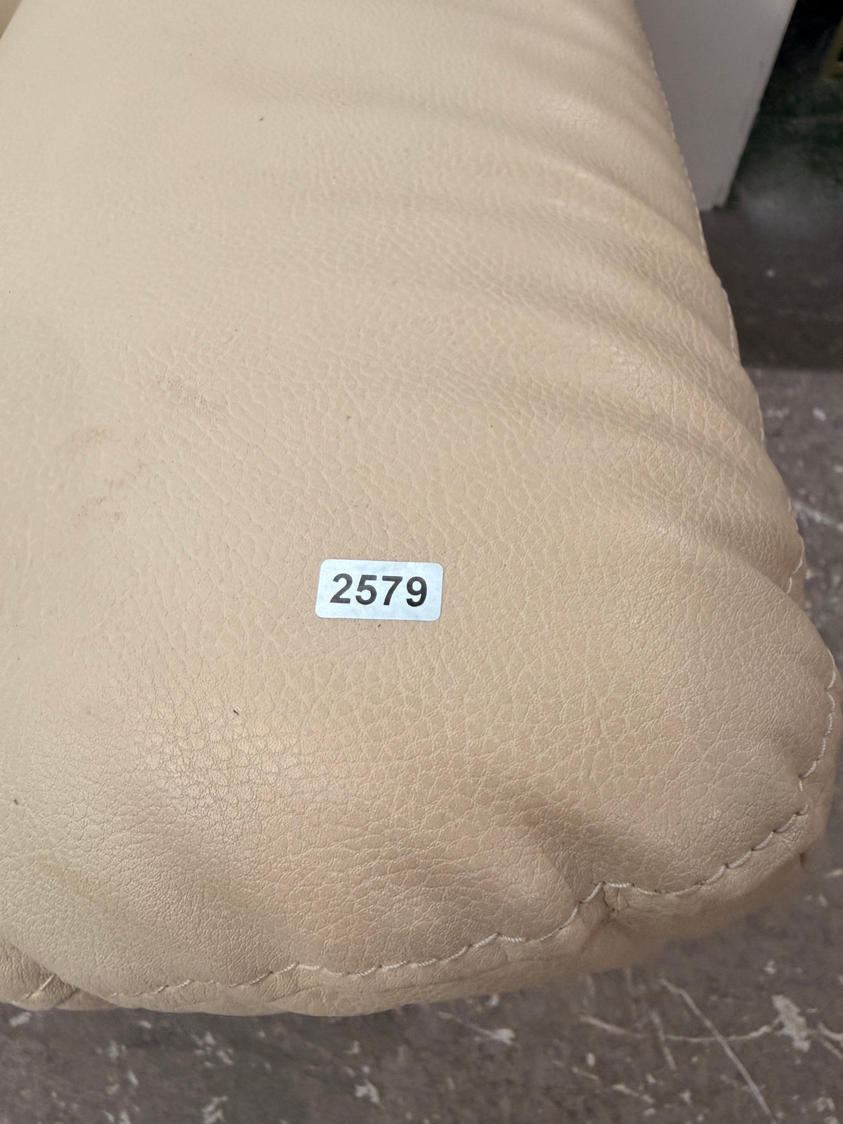 Cream Faux Leather Sofa with Chrome Legs #2579