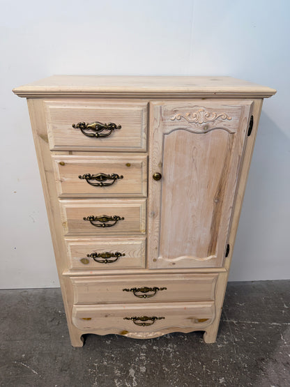Whitewashed Pine Six-Drawer Tall Chest #2581