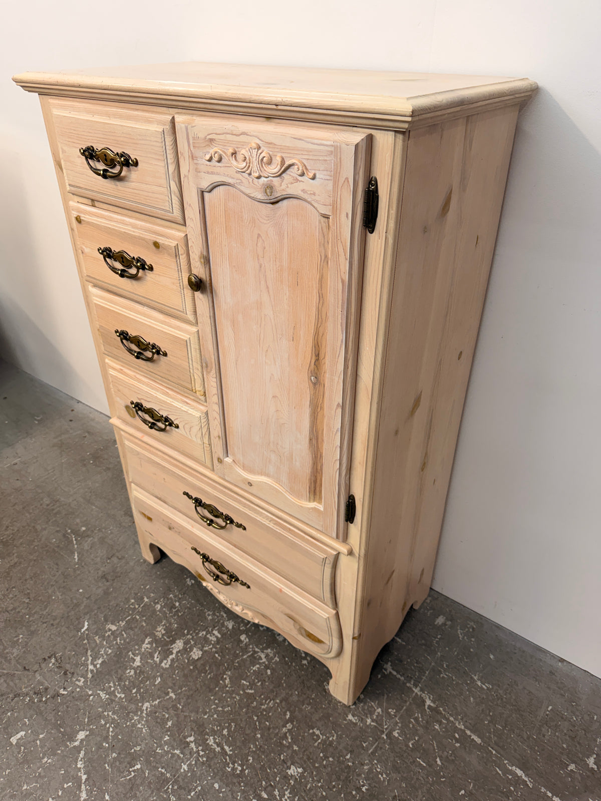 Whitewashed Pine Six-Drawer Tall Chest #2581