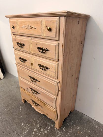 Whitewashed Pine Chest with Drawers and Cabinet Door #2580