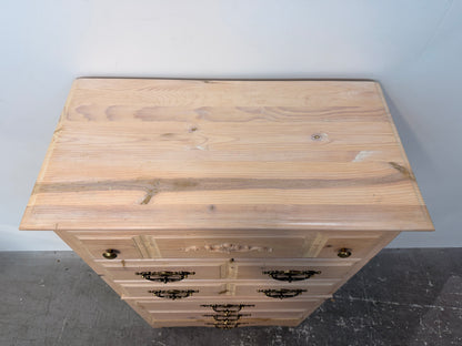 Whitewashed Pine Chest with Drawers and Cabinet Door #2580