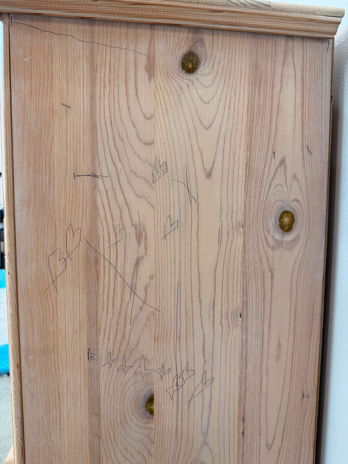 Whitewashed Pine Chest with Drawers and Cabinet Door #2580
