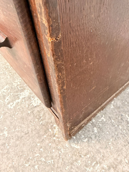 Vintage Oak Hoosier-Style Kitchen Cabinet with Enamel Top #2582