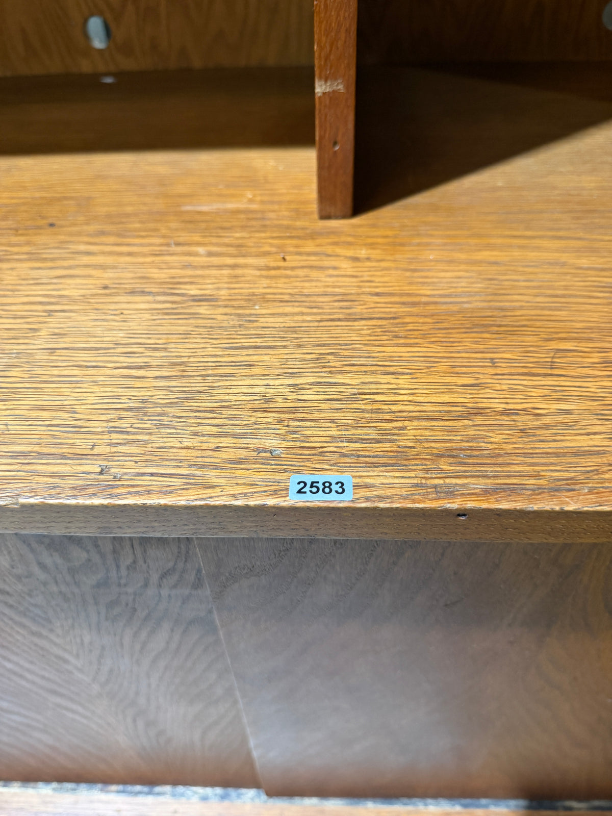 Mid-Century Oak Wall Unit with Sliding Doors #2583