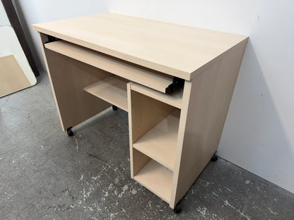 Maple Laminate Rolling Computer Desk with Keyboard Tray #2585
