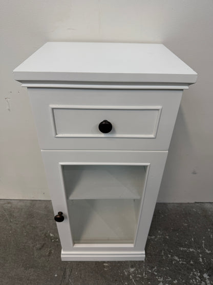 White Wood Cabinet with Drawer and Glass Door #2587
