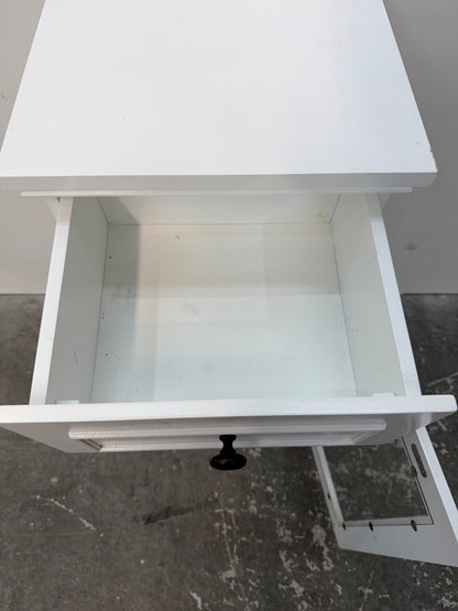 White Wood Cabinet with Drawer and Glass Door #2587
