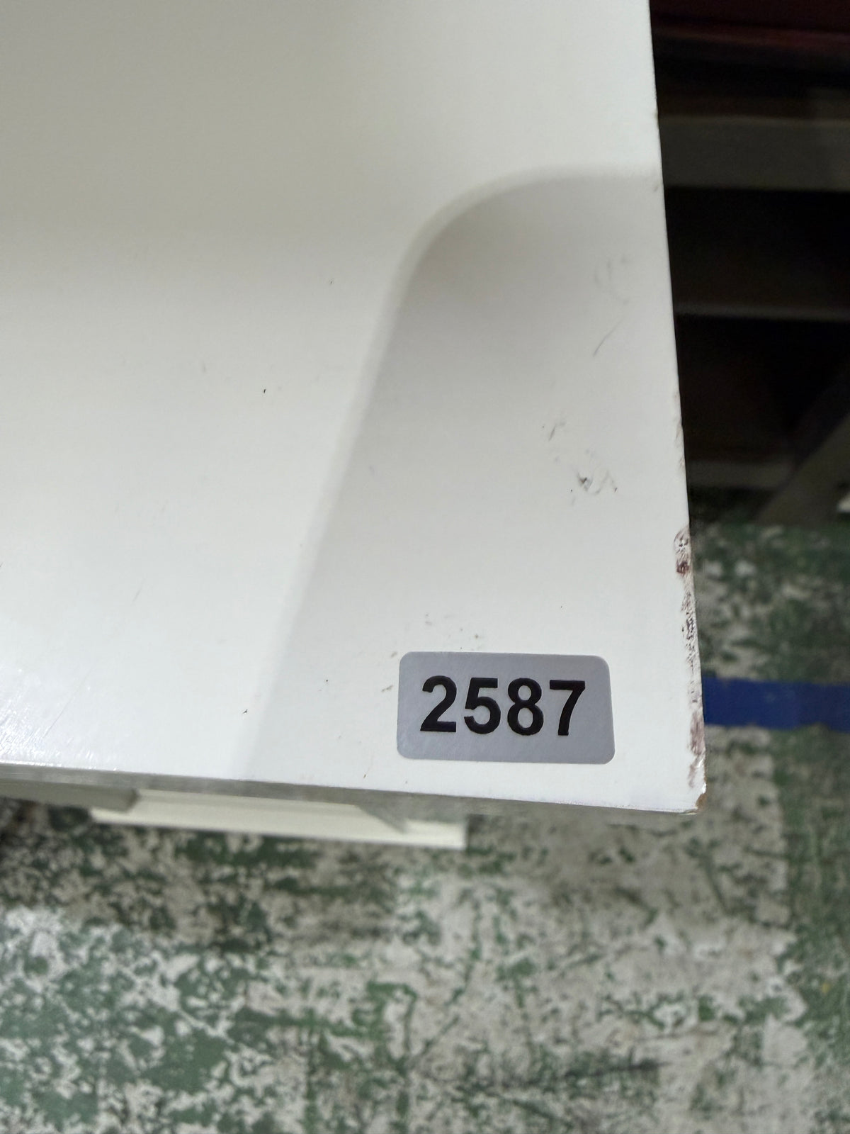 White Wood Cabinet with Drawer and Glass Door #2587