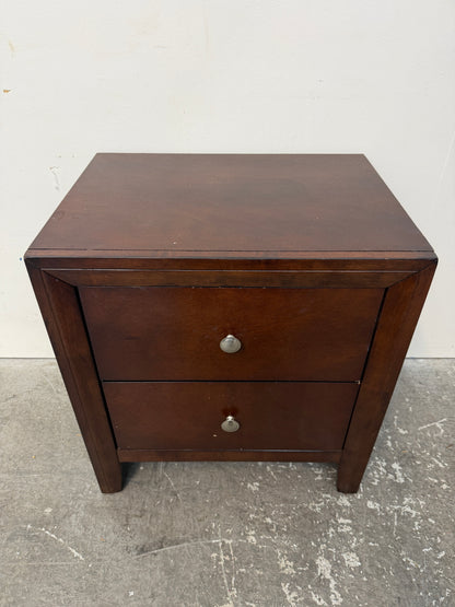 Espresso Two-Drawer Nightstand with Nickel Knobs #2590