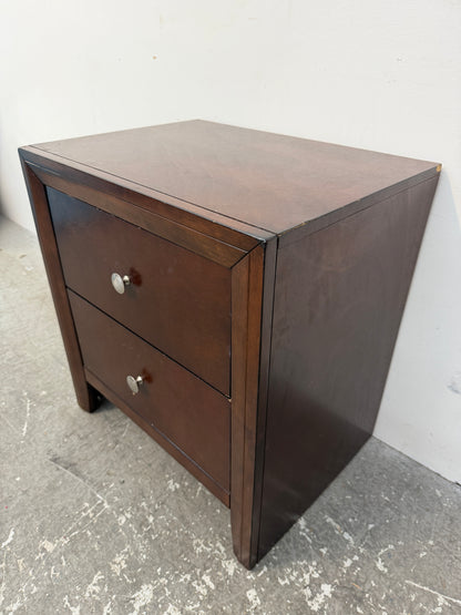 Espresso Two-Drawer Nightstand with Nickel Knobs #2590
