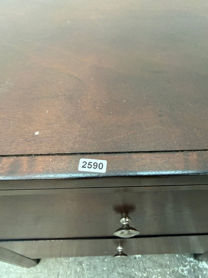Espresso Two-Drawer Nightstand with Nickel Knobs #2590