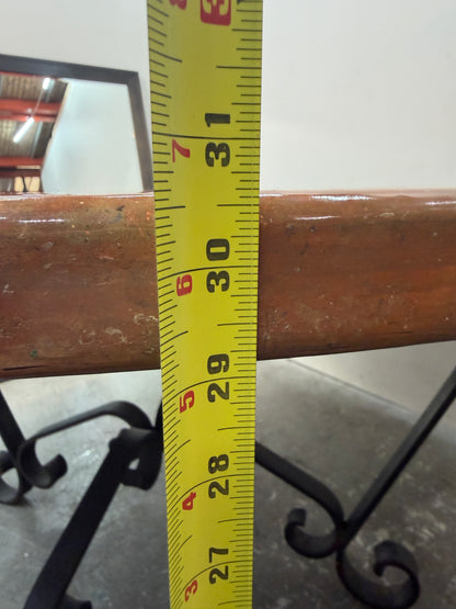 Hammered Copper Round Dining Table on Wrought Iron Base #2591
