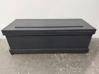 Slate Gray Painted Wood Blanket Chest on Casters #2592
