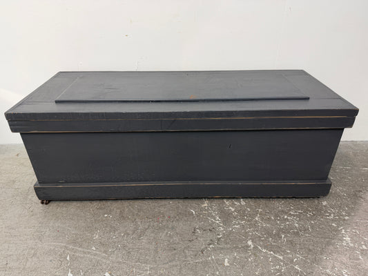 Slate Gray Painted Wood Blanket Chest on Casters #2592