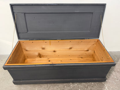 Slate Gray Painted Wood Blanket Chest on Casters #2592