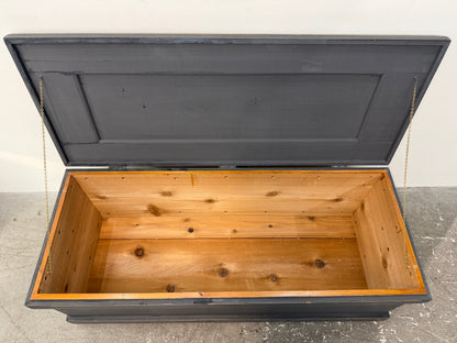 Slate Gray Painted Wood Blanket Chest on Casters #2592