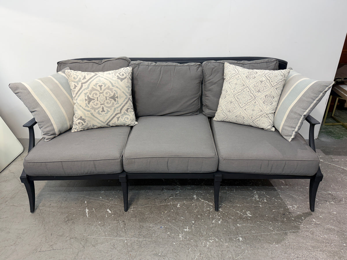 Restoration Hardware Outdoor Sofa with Gray Cushions #2593