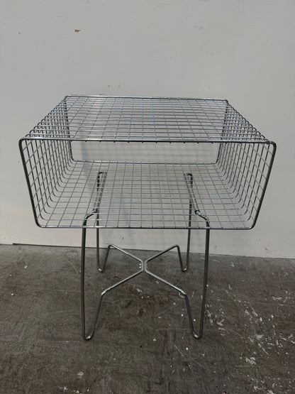 Chrome Wire Basket Side Table with Hairpin Legs #2594